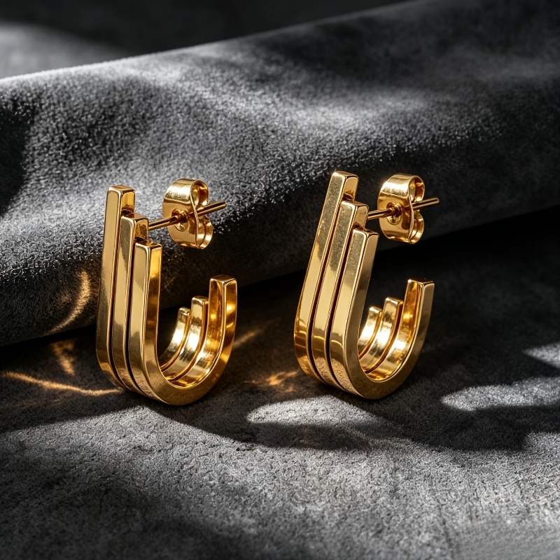 Women's Asymmetrical Oval Drop Earrings with High-Low Design